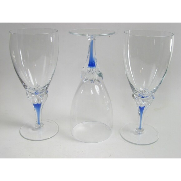 Studio Nova Crystal Large Iced Tea 8" Goblets Blue Core Bundle of 3 - Picture 1 of 8